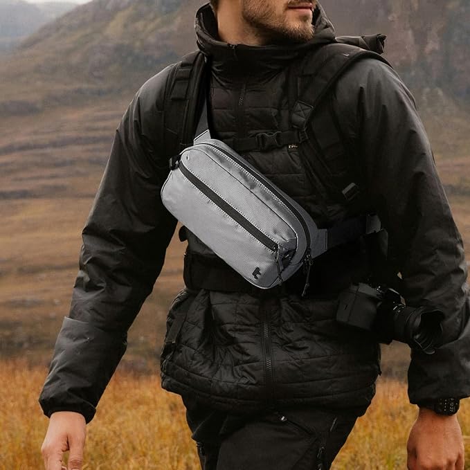 tomtoc 3.5L Sling Bag with RFID Blocking, Crossbody Bag Chest Shoulder Pack for Men and Women, Water-resistant Lightweight Casual Waist Fanny Pack for Travel/Daily Use