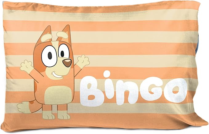 Jay Franco Bluey Hello 1 Single Reversible Pillowcase - Double-Sided Kids Super Soft Bedding (Official Bluey Product)