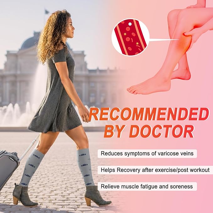 4 Pairs Compression Socks for Women Circulation-Best Support for Nurses,Running,Athletic,Travel
