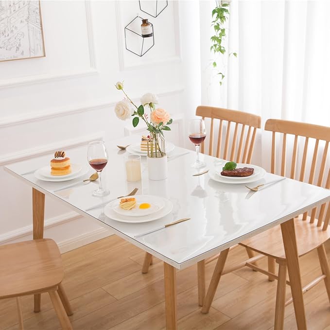 54 x 84 Inch Clear Table Cover Protector, Clear Table Protector for Dining Room Table, 1.5mm Plastic Table Cover, Waterproof Table Pad for Kitchen, Office