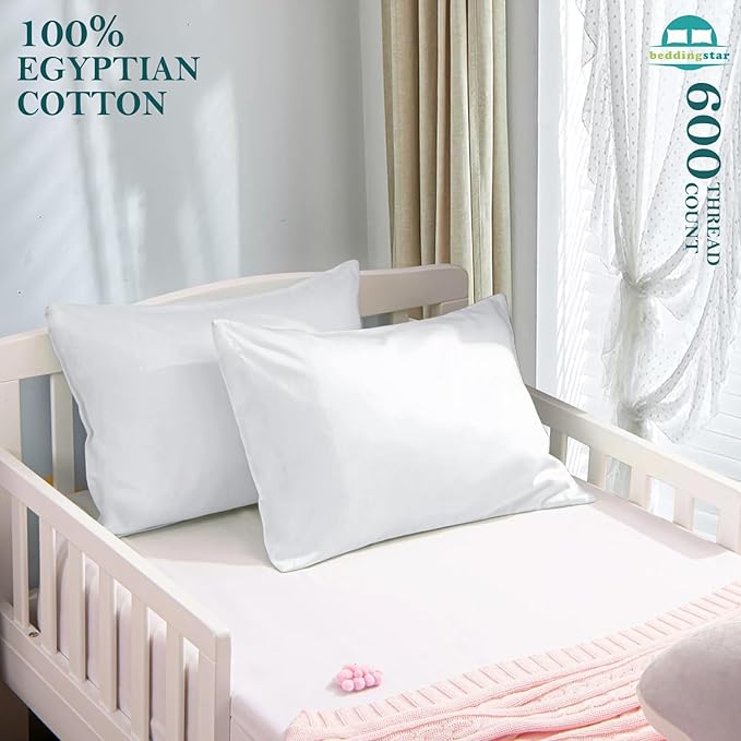 Travel Pillow Case 14x20 Size Set of 2 Envelope Closure Toddler Pillowcase 600 Thread Count 100% Egyptian Cotton Soft & Skin Friendly Travel Pillow Covers 14 x 20, White Solid