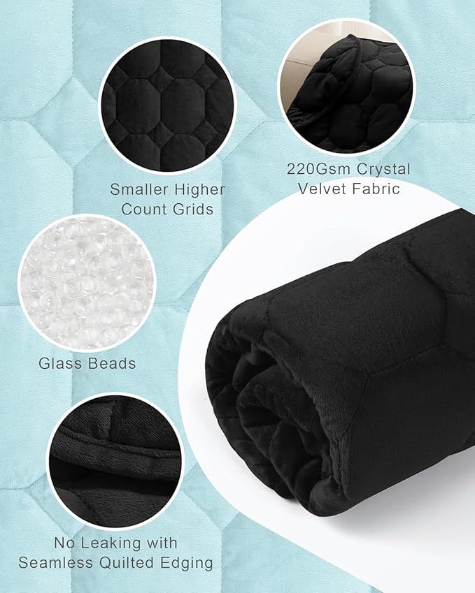 Cottonblue Weighted Lap Blanket Pad 5 lbs 29" x 33", Cozy Luxury Crystal Velvet Weighted Blanket for Adults Teens, Small Weighted Blanket Throw All Season for Travel Relaxation Sleeping, Black Blanket