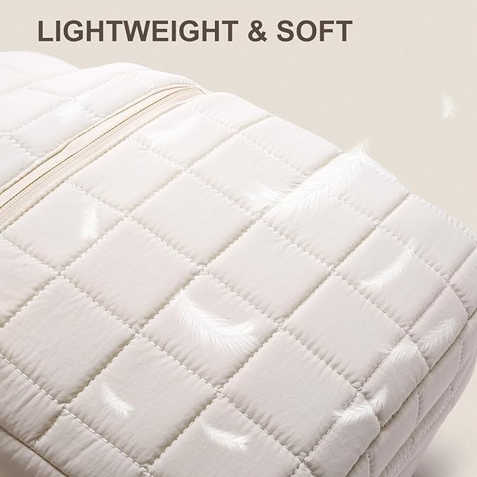 kadilong Laptop Backpack for Women College Travel,Quilted Daypack Bookbag for School Teen Girls Mochilas Mujer,Beige