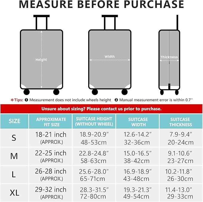 TRAVELKIN more than travel Luggage Cover Washable Suitcase Cover Protector Anti-scratch Suitcase cover Fits 18-32 Inch Luggage (S)