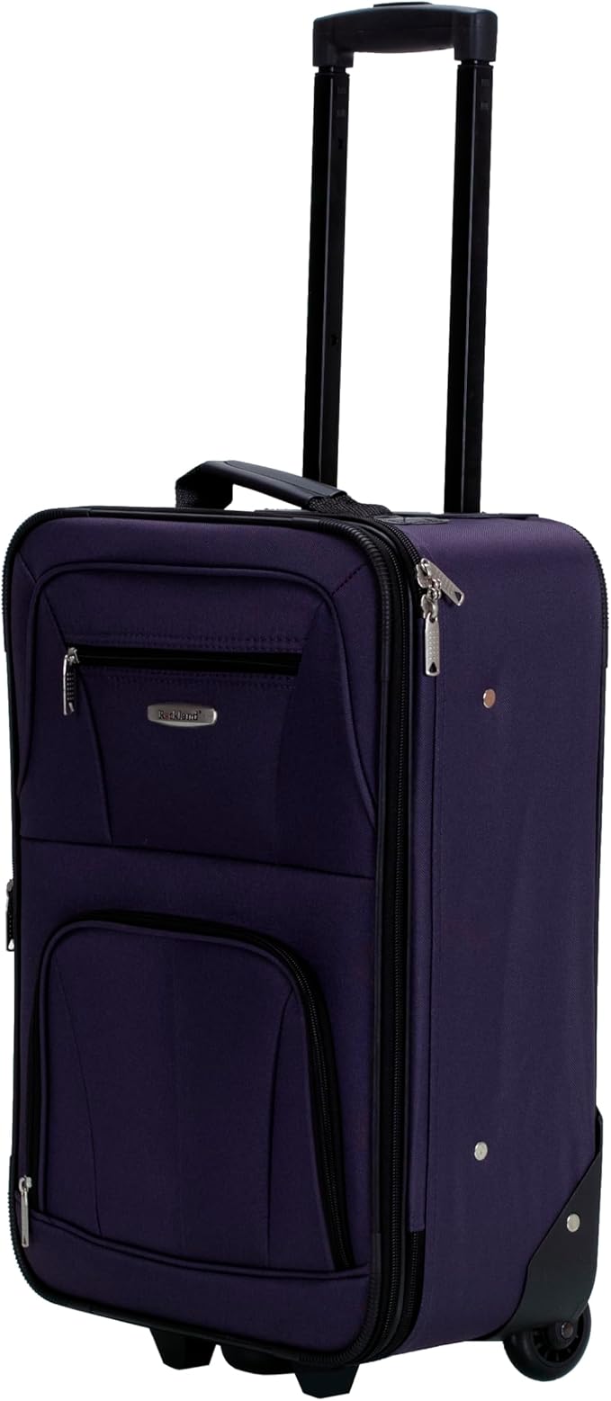 Rockland Fashion Softside 2 Piece Luggage Set, Expandable, (14" Tote/19" Upright), Purple