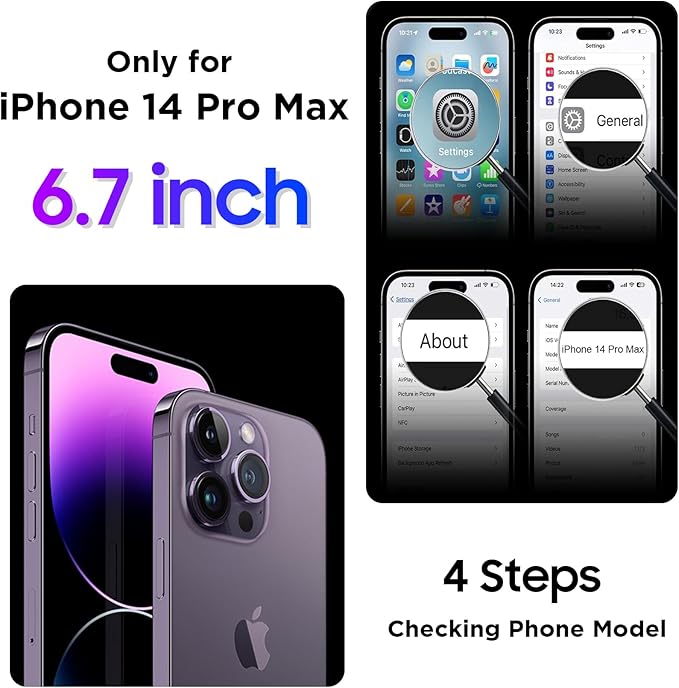 Compatible with iPhone 14 Pro Max Case Waterproof, Built-in Screen & Camera Protector IP68 Underwater Full Body 14FT Military Dropproof Shockproof Phone Case 6.7"-Purple/Clear