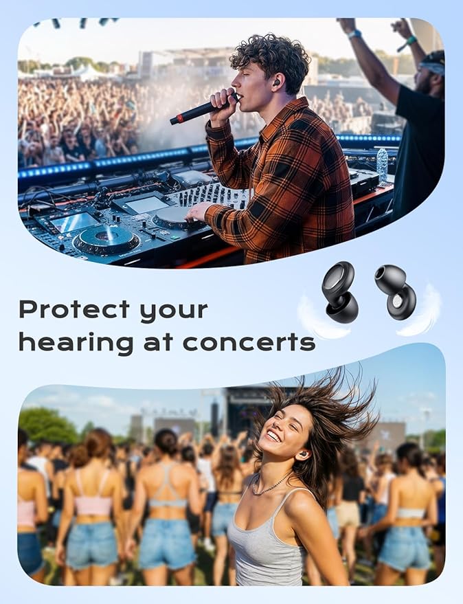 Yawsoy Concert Ear Plugs, 45dB Noise Cancelling Earplugs with 3 Eartips 1 Case, High Fidelity Hearing Protection Ear Plugs for Concerts Work Airplane Focus etc
