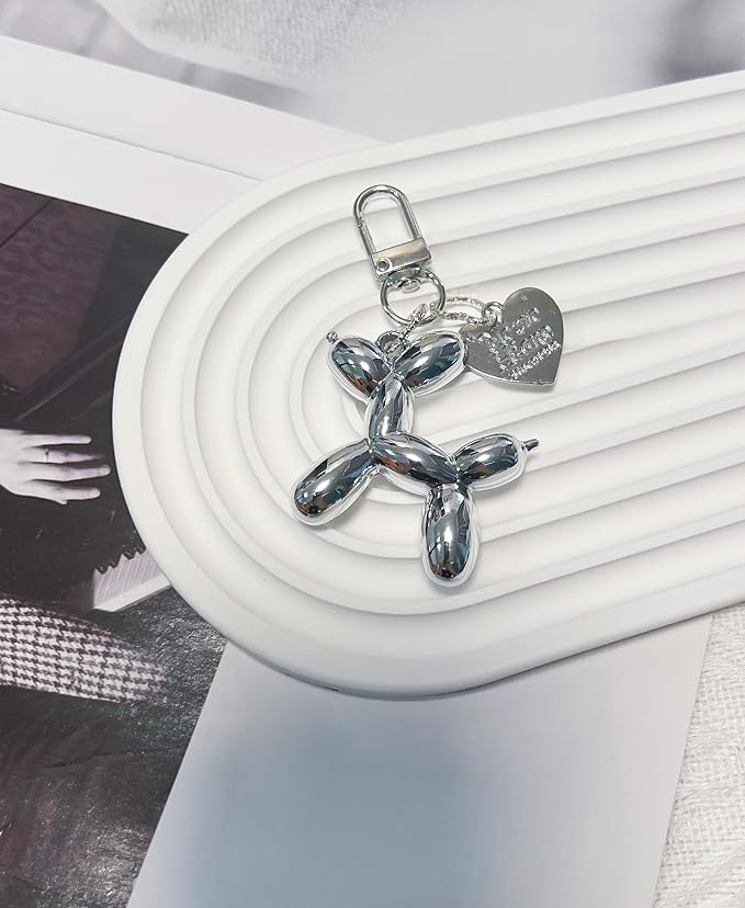 LAEKOU Jelly Balloon Dog Design Keychain for Women, Cute Girls Key Chain, Bag Charms Accessories for Car Purse Backpack