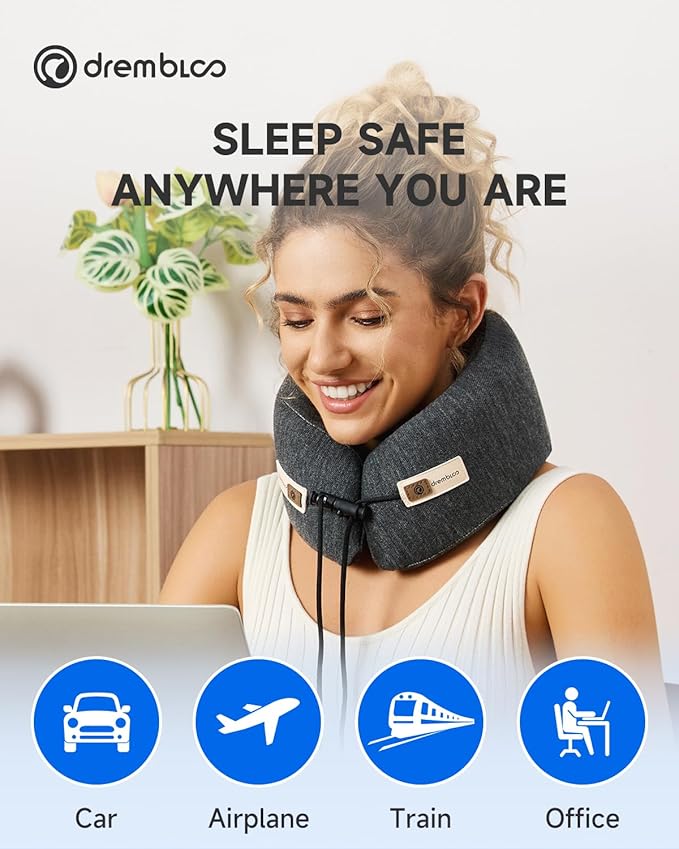 Travel Neck Pillow for Airplane, Premium Memory Foam 360° Ergonomic Support for Sleeping on Long Flights, Compact Portable Sleep Essential with Comfortable Cover for Cars, Office Naps & Home Use