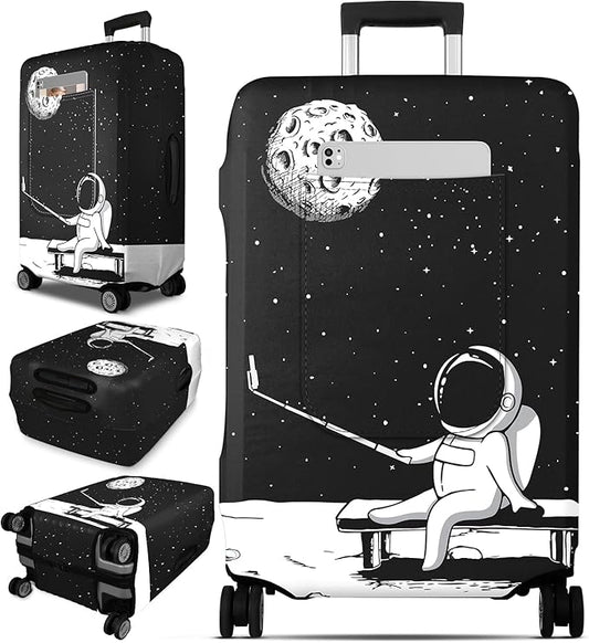 Slohif Luggage Cover for Suitcase Tsa Approved Protector - Luggage Sleeve Large Suit Case Cover Travel Stretch Baggage Case Protective Washable Fit 28-30 Inch Astronaut L
