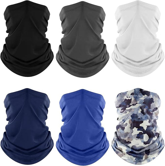 Fuinloth Neck Gaiter, 6 Pack Cooling UV Protection Bandana Face Mask Gator Scarf for Men Women