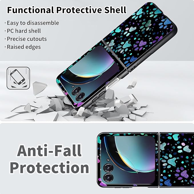 for Motorola Razr Plus 2025 Case,for Razor Plus 2025 Phone Case Cute Slim Hard PC Ultra-Thin Anti-Scratches Shockproof Protective Cover,Green Paw Footprint