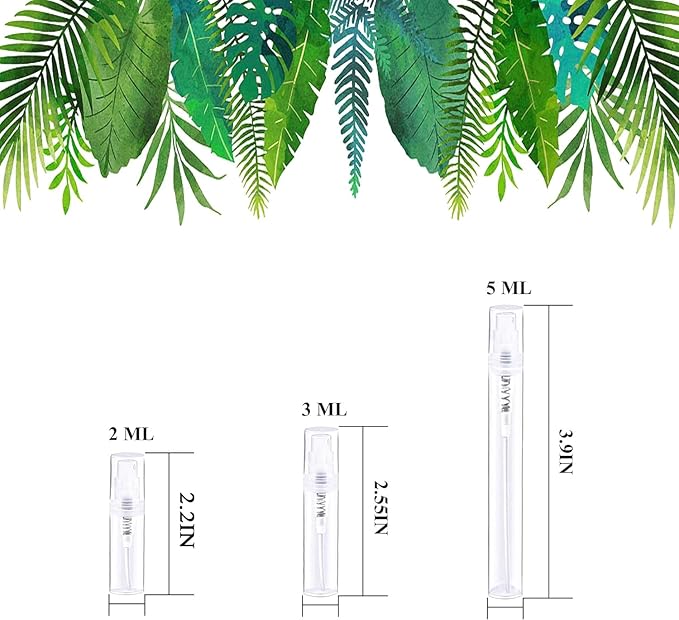 Mini Spray Bottle, Clear Plastic Empty Sample Containers, Fine Mist Perfume Travel Refillable Spray Bottle Perfume Atomizer Small Portable Bottle for Cleaning, Essential Oils 120Pcs 3ml