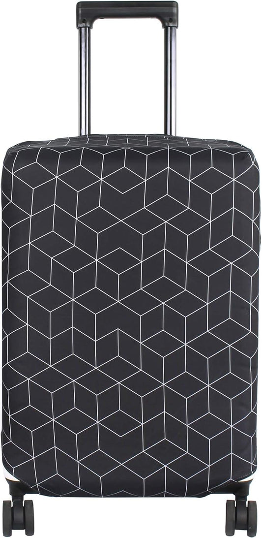 HYPER VENTURE Washable Luggage Cover - Fashion Suitcase Protector Fits 27-30 Inch Luggage (Black Maze, L)