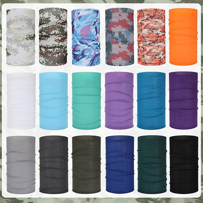 Tarpop 12/30 Pcs Neck Gaiters Scarf Elastic Wrap Headband Sweat Absorbing Bandana for Women Men Sports Yoga Running