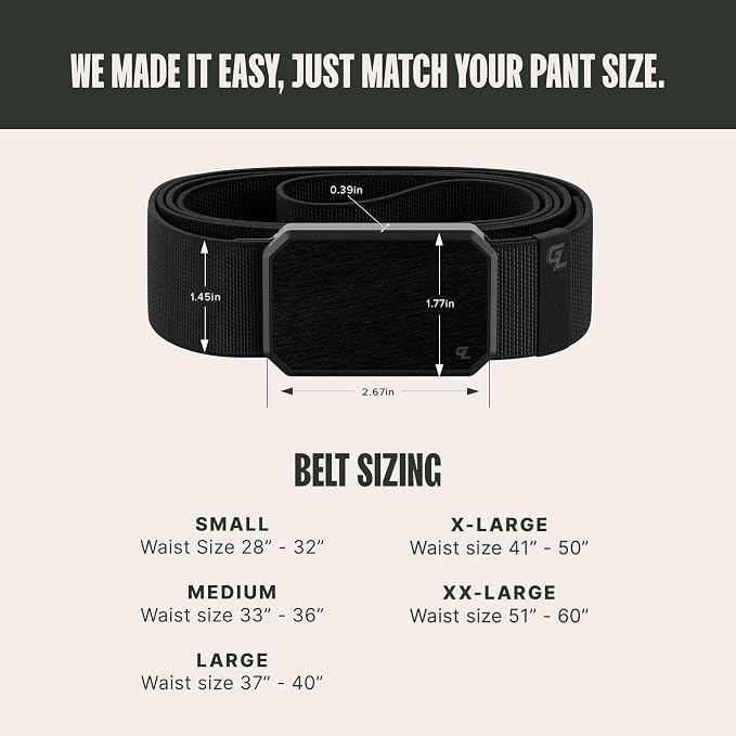 Groove Life Groove Belt OG - Men's Work Belt - Stretch Nylon, Magnetic Buckle, Adjustable, Comfortable, Tactical, EDC