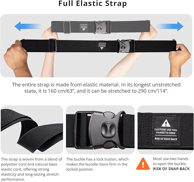 Luggage Straps 3 PCS for Suitcases, Connector Strap with Heavy Duty Lockable Buckle Connect 2 Suitcases, a Luggage Hook with Velcro Fixing Travel Accessories, Bags, a Bag Strap Adding a Backpack