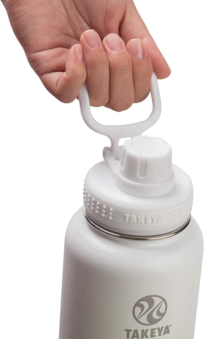 Takeya Actives Stainless Steel Water Bottle, Insulated Spout Lid, Keeps Drinks Cold 24 Hrs, Leakproof, Durable, Dishwasher Safe, Ideal for Gym, Travel, Fits Most Cup Holders, 32 oz/Arctic