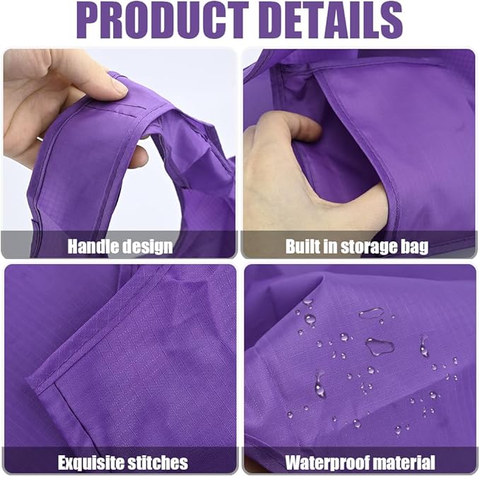 Large 50lbs Heavy Duty Reusable Foldable Grocery and Shopping Tote Bags - Washable Polyester Bags in Pocket