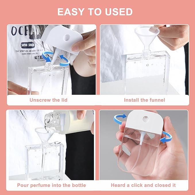 Refillable Hand Sanitizer Spray Bottle Keychain - 1oz / 30ml Leakproof Empty Spray Bottle with Silicone Case, Funnel & Clip,Portable Mini Travel Sanitizer Holder for Purse, Pocket, Gym Bag