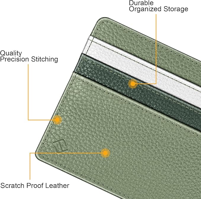 FINTIE Slim Minimalist Front Pocket Wallet, RFID Blocking Credit Card Holder Card Cases with ID Window for Men Women, gradient green