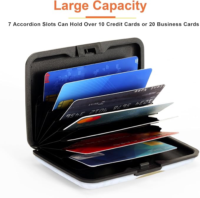 Mayski Credit Card Holder, RFID Blocking, Aluminum Alloy Hard Case, Small Mini Business Metal Wallet for Women Men, Boho Leaves