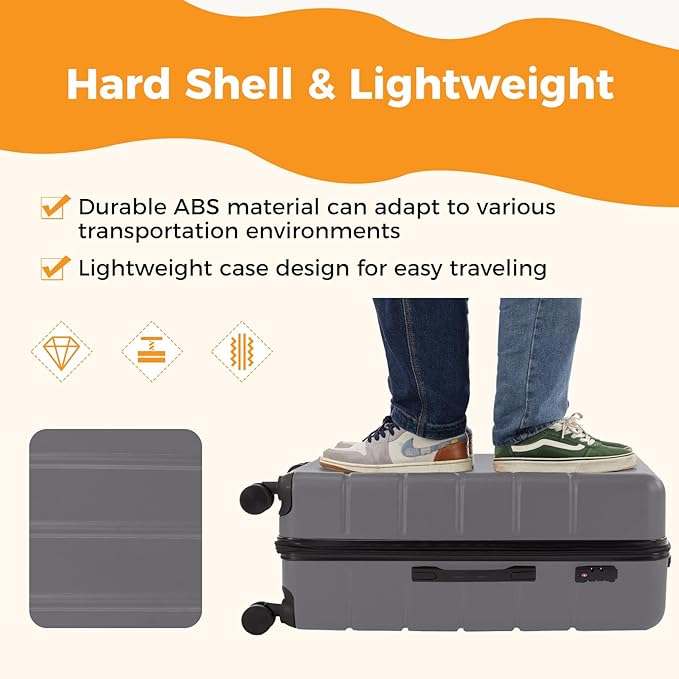 NEWBULIG 3 Piece Luggage Set, Expandable Hard Shell Lightweight Rolling Suitcases with Smooth Spinner Wheels and TSA Lock, Travel Luggage for Business and Holiday Use, 20/24/28 Inch, Dark Grey