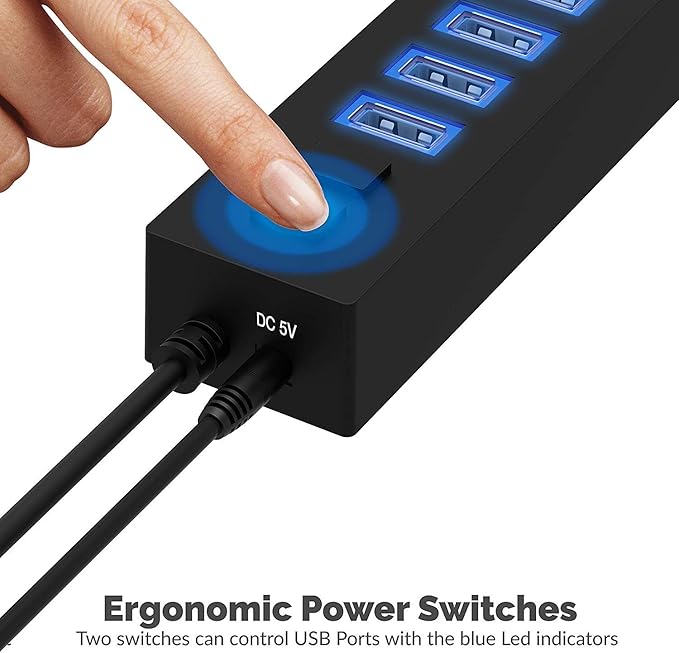 SABRENT 13 Port High Speed USB 2.0 Hub with Power Adapter and 2 Control Switches (HB-U14P)