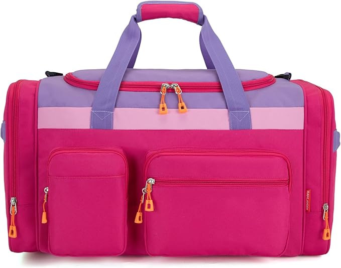Large Kids Duffle Bag for Travel, Overnight, or Weekender, 22" inch (Rose Purple)