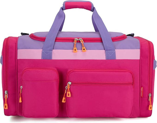 Large Kids Duffle Bag for Travel, Overnight, or Weekender, 22" inch (Rose Purple)