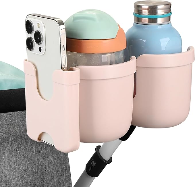 Accmor Stroller Cup Holder with Phone Holder, Bike Cup Holder, Universal Cup Holder for Uppababy Nuna Doona Strollers, 2-in-1 Cup Holder for Walker, Wheelchair, Scooter