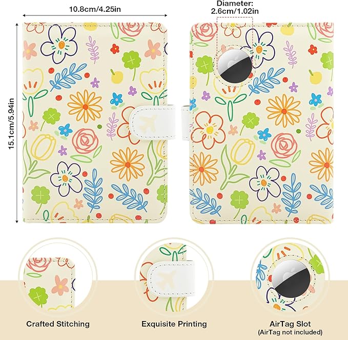 Passport Holder with Airtag Slot, RFID Blocking Leather Cover Wallet for Travel Essentials, Cute Passport Book with Magnetic Buckle, Travel Accessories for Women