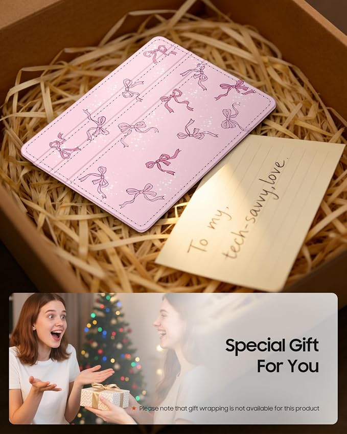 FINTIE Slim Minimalist Front Pocket Wallet, RFID Blocking Credit Card Holder Card Cases with ID Window for Men Women (Pink Bow)