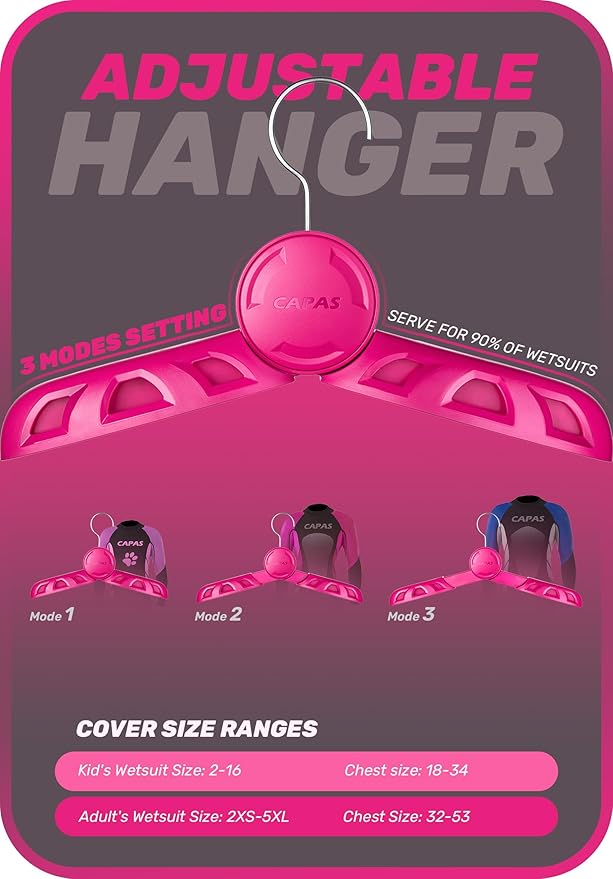 CAPAS Adjustable Foldable Travel Wetsuit Hanger for Adults and Kids, Heavy Duty Hanger for Surfing Scuba Diving BCD Suits