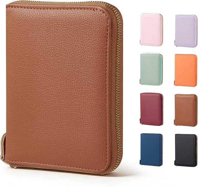 CoBak Passport Holder Cover with Safe Zipper Closure, Premium Passport Wallet for Travel, RFID Blocking Card Case, Waterproof Travel Accessories for Man, Pebbled Brown
