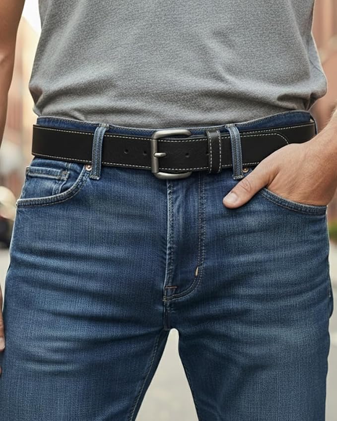 First Mfg Co - Mens Premium Leather Belt With Removable Buckle And Hidden Zipper Money Belt Daily Wear For Pants Perfect Fit
