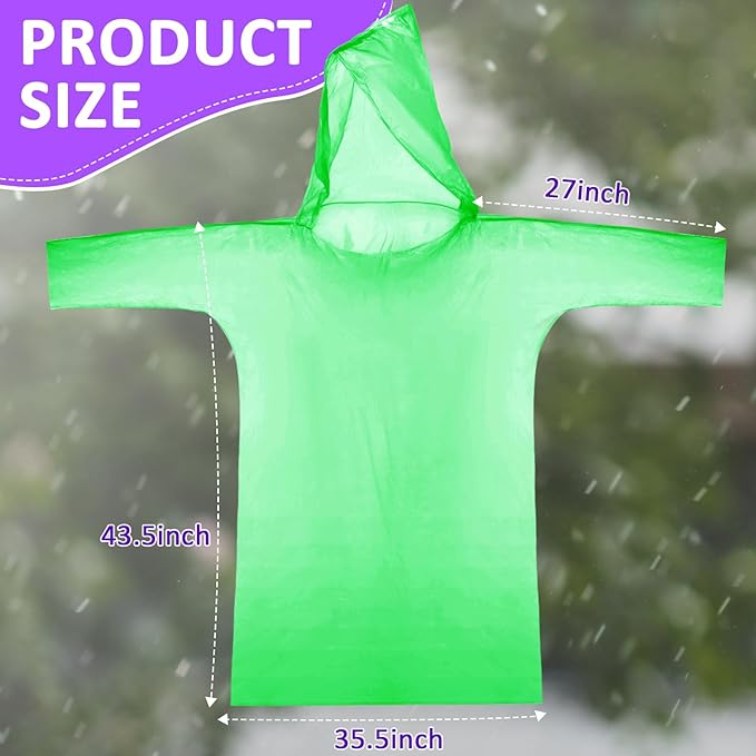 Pasimy 150 Pcs Disposable Rain Ponchos Bulk for Adults Emergency Ponchos with Hood for Man Women Travelling Camping Hiking
