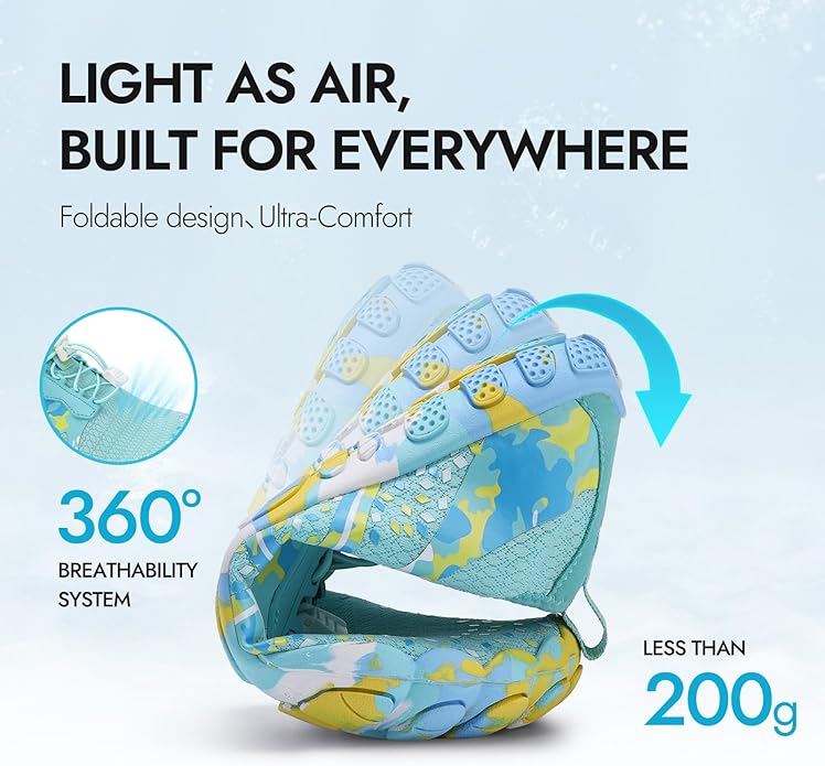 ATHMILE Hiking Barefoot Water Shoes for Women Men Beach Swim Aqua Pool River Quick Dry Athletic Wide Toe Outdoor Sport Kayaking Boating Rock Climbing Yoga Lake