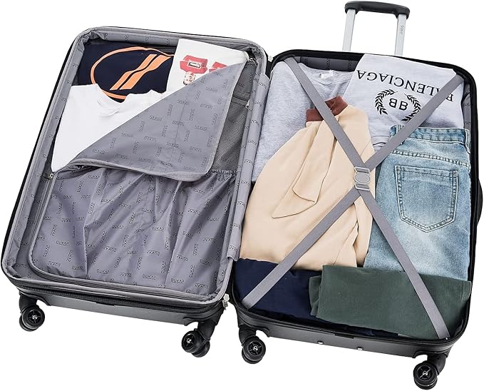 DUKAP INTELY Hardside Luggage Set with Spinner Wheel | Spacious Traveling Suitcase, Travel Suitcases with TSA Lock and Ergonomic GEL Handle | 2 Piece Set (20"/32") | Grey