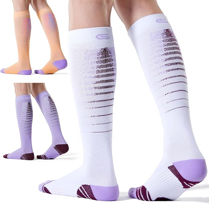 CS CELERSPORT 3 Pairs Compression Socks for Men and Women 20-30 mmHg Running Support Socks
