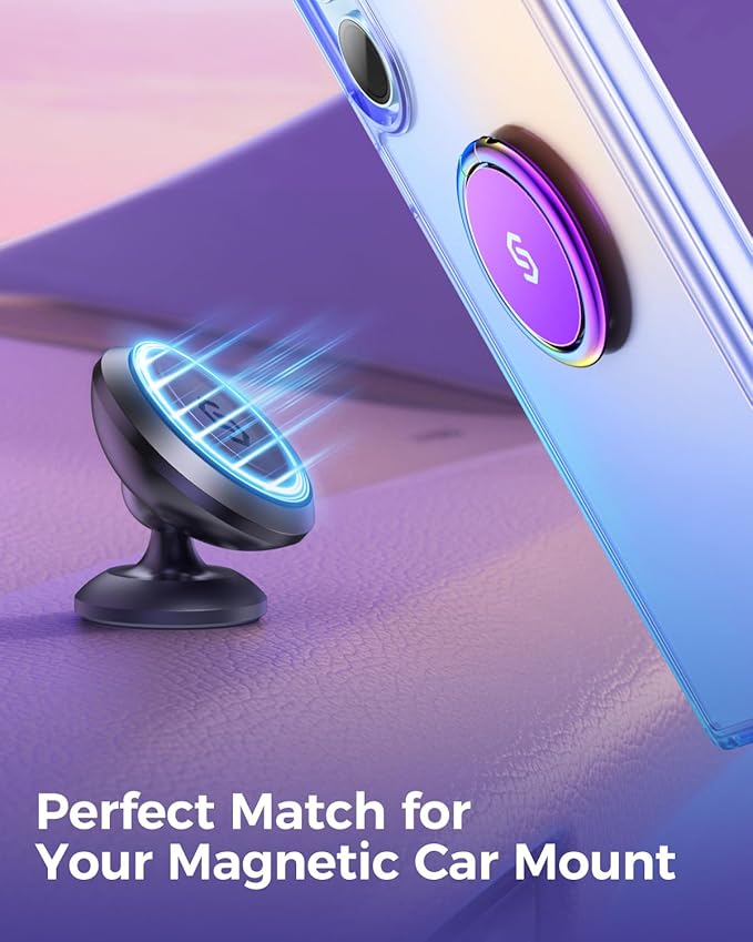 Syncwire Adhesive Phone Ring Holder Stand, 360° Rotation Cell Phone Finger Ring Kickstand, Polished Metal Phone Grip for Smartphones-Aurora Gradient