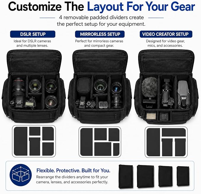 eCostConnection Extra Large Camera Bag Fully Padded Gadget Case with Dual Buckles for Sony,Nikon, Canon, Olympus, Pentax, Panasonic, Samsung & Many More SLR Cameras & Camcorders