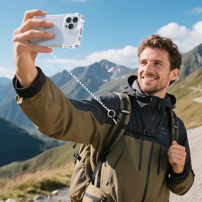 SHANSHUI Phone Lanyard Tether, Stretchy Phone Strap Patch Anchor Outdoor Climbing Hook Compatible for Most Smartphones