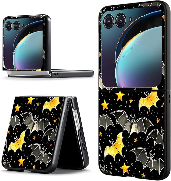 for Motorola Razr Plus 2025 Case,for Razor Plus 2025 Phone Case Cute Slim Hard PC Ultra-Thin Anti-Scratches Shockproof Protective Cover,Black Golden Bat