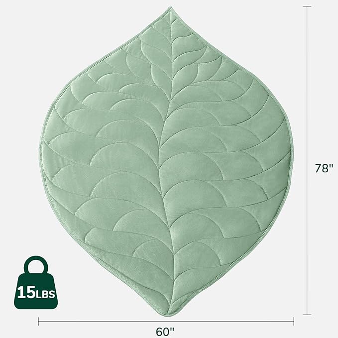 Kaisa Weighted Blanket for Adults (15 lbs,60" x 78"), Soft Heavy Blanket Machine Washable, Queen Size Weighted Blankets with Glass Beads for Couch and Bed, Sage Green