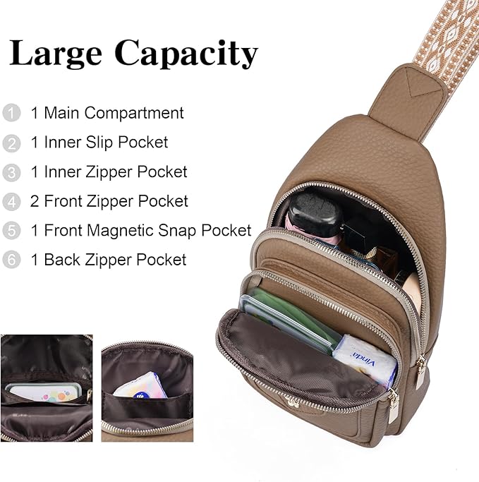 GAEKEAO Sling Bag Crossbody Bags for Women Vegan Leather Fanny Pack Chest Travel Anti Theft Purse Shoulder Bag handbags Gifts