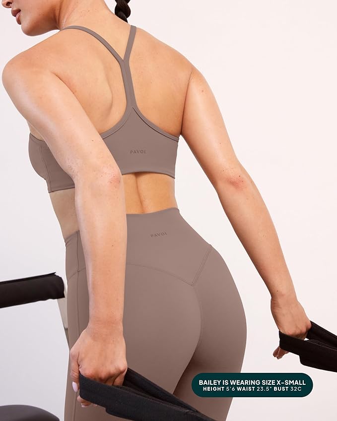 PAVOI ACTIVE Yoga Racerback Bras for Women - Buttery Soft Low Support Scoop Neck Y-Back Thin Strap Sports Bra - FlexFlow