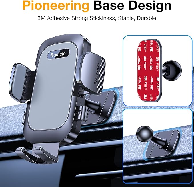 Romuto Phone Holders for Your Car Phone Holder Mount【Super Suction】 Cell Phone Mount for Car Accessories for Women Men Windshield/Vent/Dash Truck Stand Desk Mount Clamp Holder for iPhone Samsung