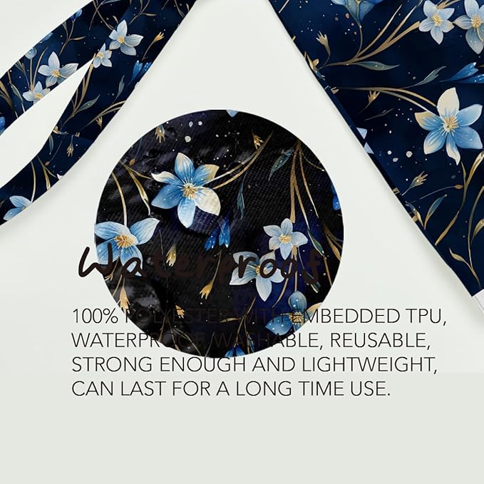 Fokongna Floral Print Wet Bag, Small Portable Waterproof Multi-Functional Organizer for Women, Ideal for Daily, Beach & Travel, Midnight Blue Starry Bluebell