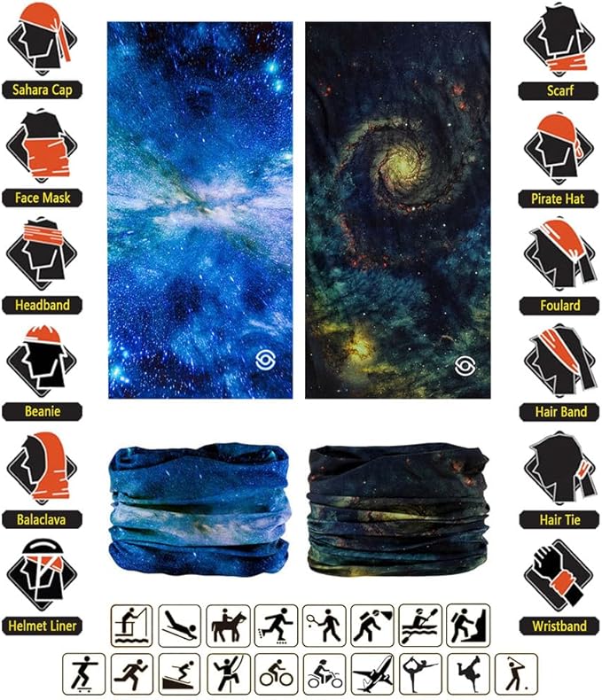 VANCROWN Headband Neck Gaiter Head Wrap Headwear Face Mask Magic Scarf Bandana for Men and Women